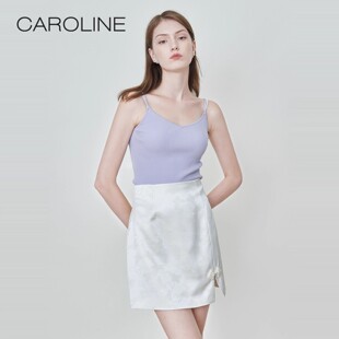 Caroline卡洛琳春季可拆卸珍珠肩带时尚吊带针织衫背心ECRDAA84