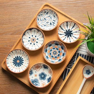 釉下彩日式小碟子餐具陶瓷蘸水碟蘸料碟小吃碟火锅小料日料调味碟