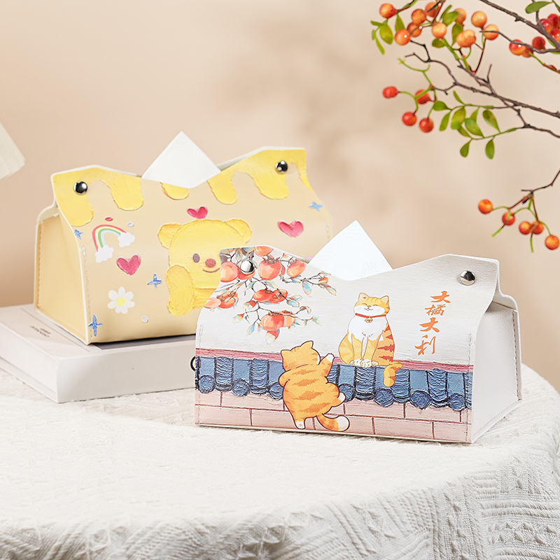 可爱维尼熊纸巾盒家用客厅餐厅抽纸盒房间纸抽收纳家居迷你抽纸套