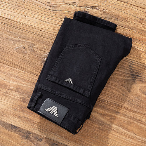 修身百搭潮流弹力男士纯黑色秋冬