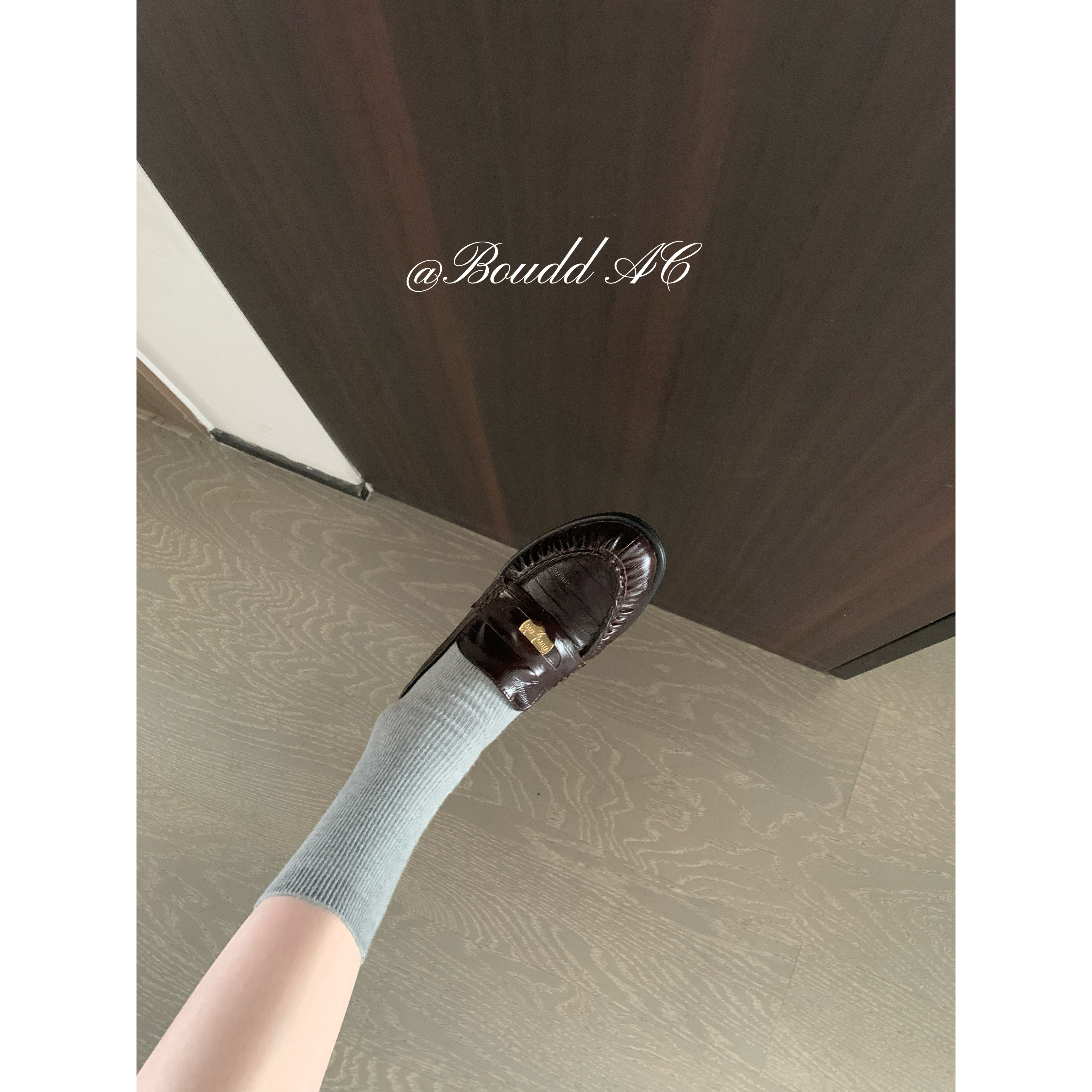 Boudd AC 旧币来信 复古金币小皮鞋女厚底乐福鞋真皮鳗鱼纹粗跟