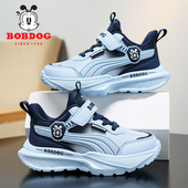 巴布豆童鞋 子 中大童皮面防水儿童跑步鞋 男童运动鞋 2025年春秋新款