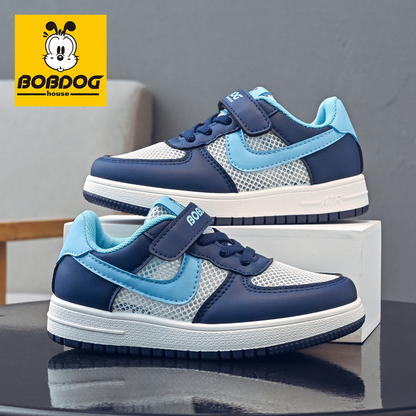 巴布豆house童鞋男童单网板鞋2026夏季新款透气儿童休闲运动鞋子