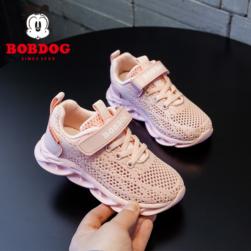巴布豆童鞋女童飞织单网运动鞋2022新款春夏季小女孩透气儿童网鞋