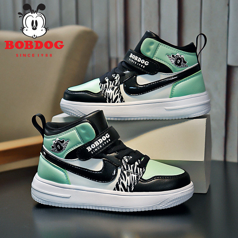 巴布豆aj童鞋男童鞋子秋款2022新款男孩篮球鞋儿童高帮板鞋运动鞋