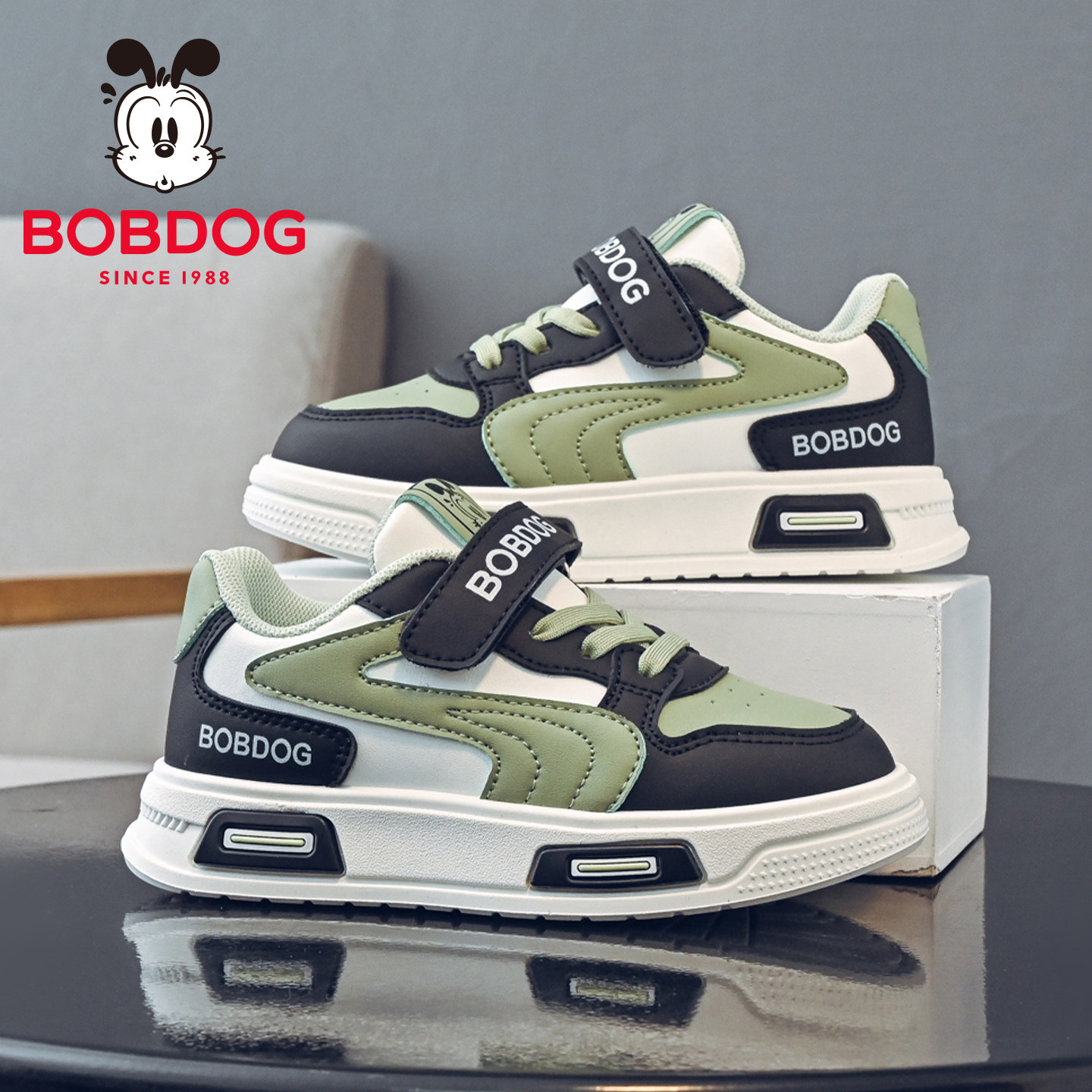 巴布豆童鞋男童板鞋2026春秋新款皮面防水儿童休闲鞋子男孩运动鞋