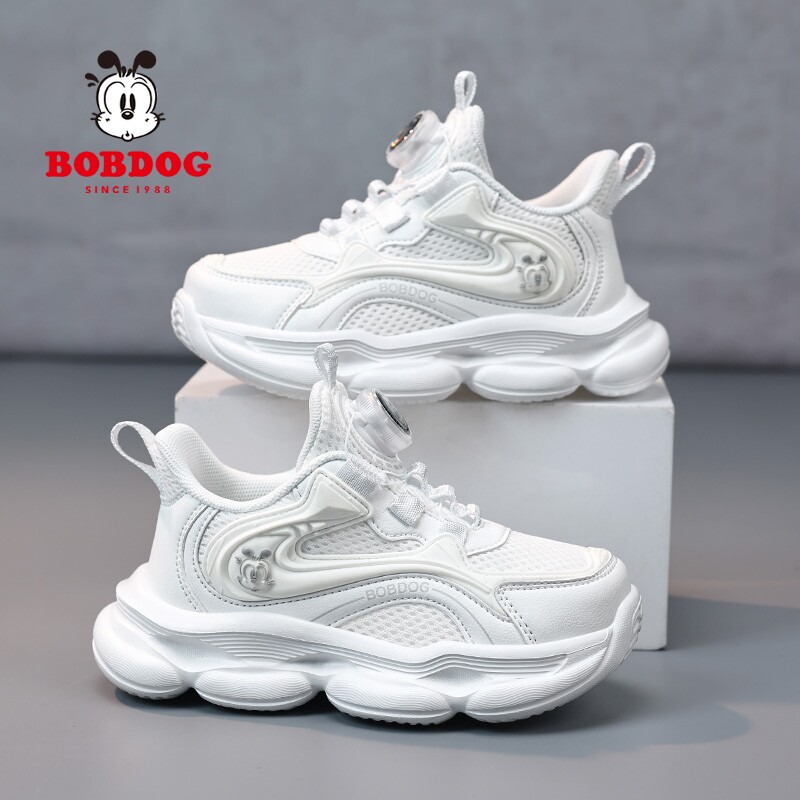 巴布豆童鞋儿童小白鞋2026春秋款网面透气男童白色运动鞋女童鞋子