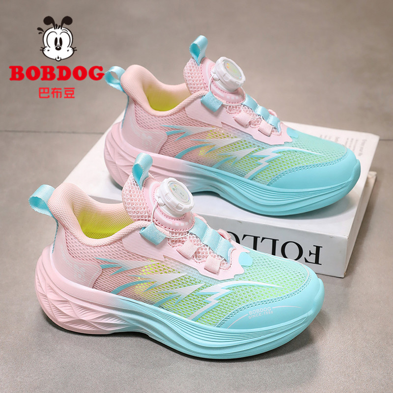 巴布豆童鞋女童单网运动鞋2026夏季新款中大童网面透气儿童跑步鞋