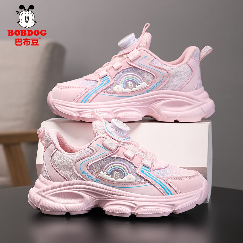 巴布豆童鞋女童运动鞋2026春秋新款网面透气儿童公主鞋女孩老爹鞋