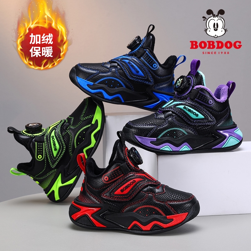 巴布豆童鞋男童棉鞋2025冬季新款中大童篮球鞋加绒保暖儿童运动鞋