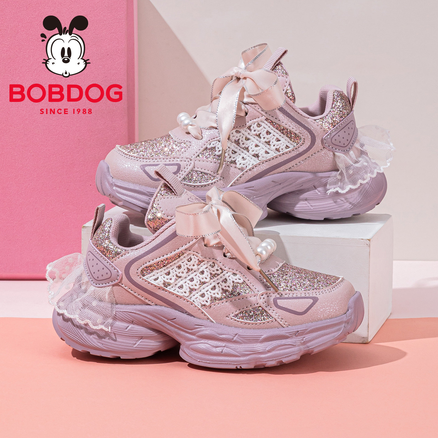 巴布豆童鞋女童运动鞋2025年春秋新款儿童潮牌鞋子女孩时尚老爹鞋