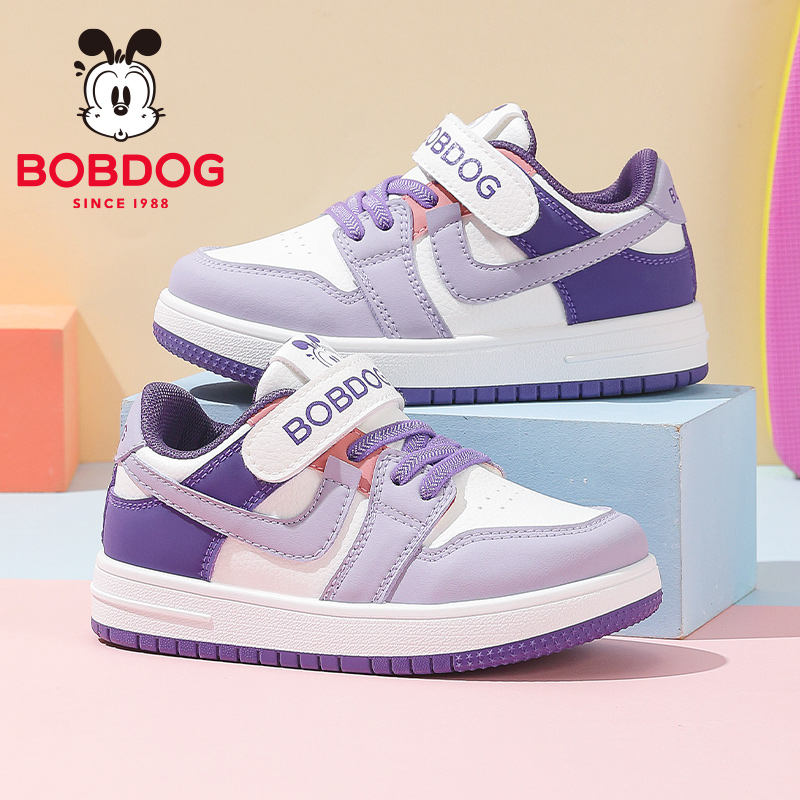 巴布豆童鞋女童板鞋2025春秋款皮面防水防滑儿童运动鞋女孩休闲鞋