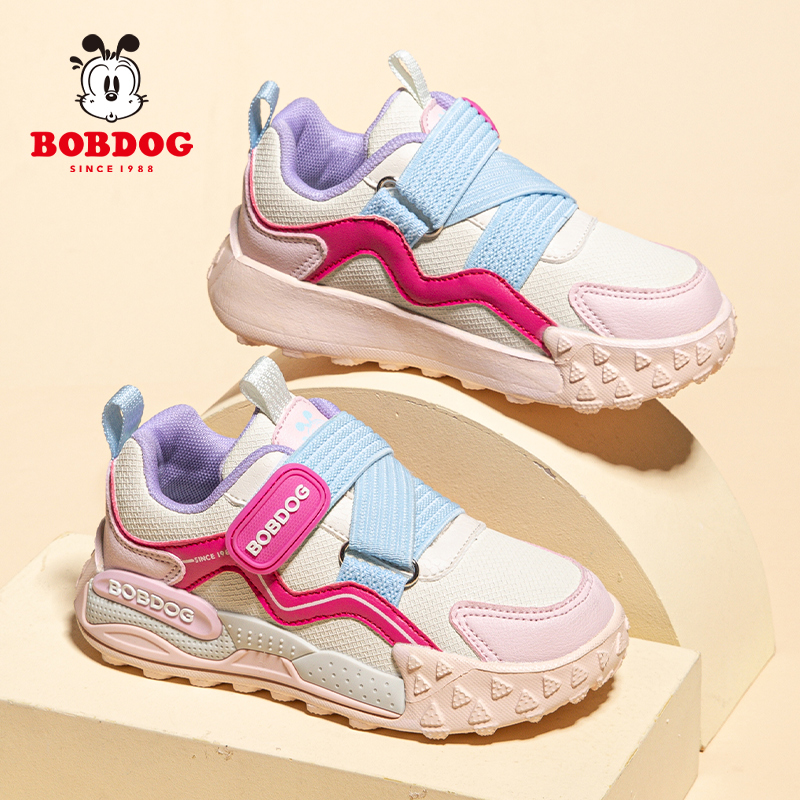 巴布豆童鞋女童运动鞋2025春秋新款儿童皮面防水休闲鞋女孩鞋子潮