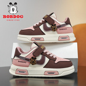 女童板鞋 2025春秋新款 皮面防水儿童鞋 巴布豆童鞋 子女孩休闲运动鞋