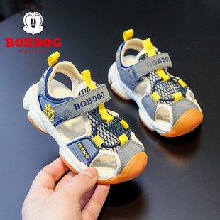 巴布豆童鞋男童包头凉鞋2023夏款软底儿童沙滩鞋小童宝宝夏款鞋子