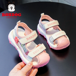巴布豆童鞋女童包头凉鞋2023夏季款软底儿童公主鞋防滑女孩沙滩鞋