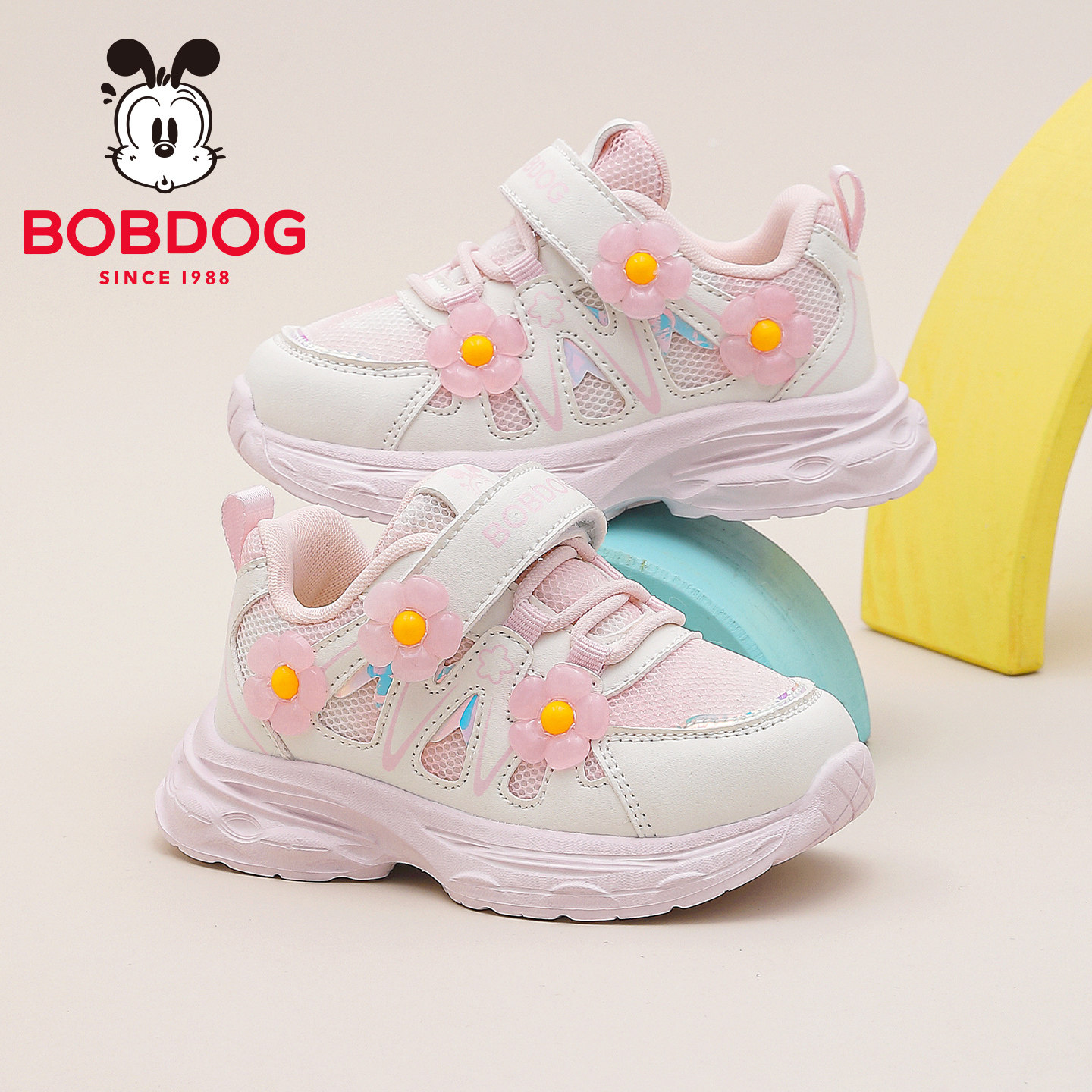 巴布豆童鞋宝宝运动鞋2026春秋新款网面透气小童公主鞋女童老爹鞋