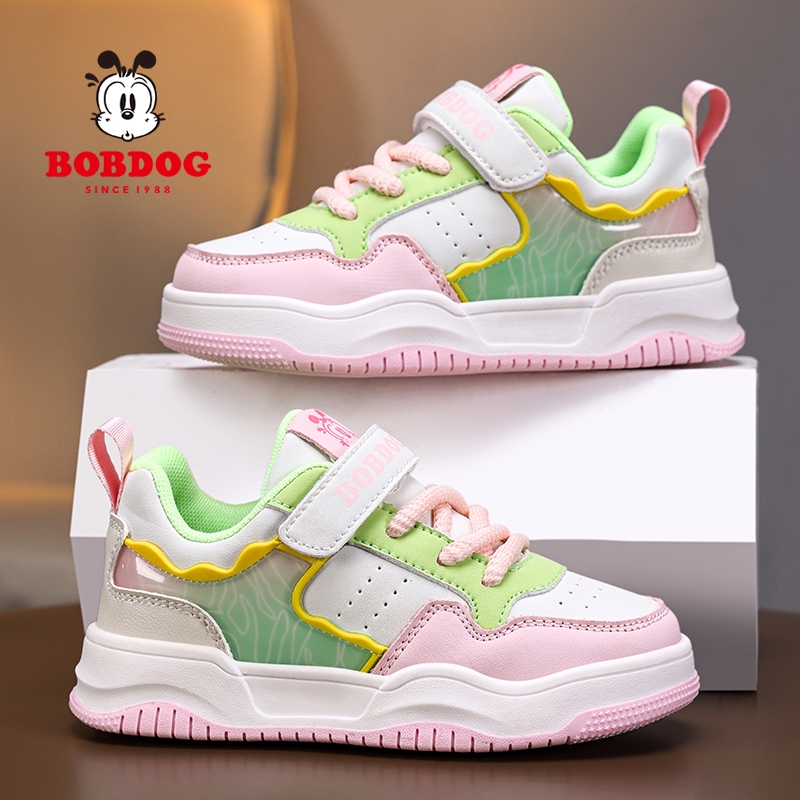 巴布豆童鞋女童板鞋2025春秋新款皮面防水儿童鞋子女孩休闲运动鞋