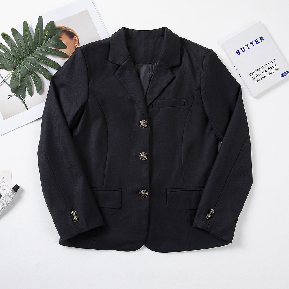 jk制服少女黑色西服学院风时尚通勤休闲服学院风女生西装学生外套