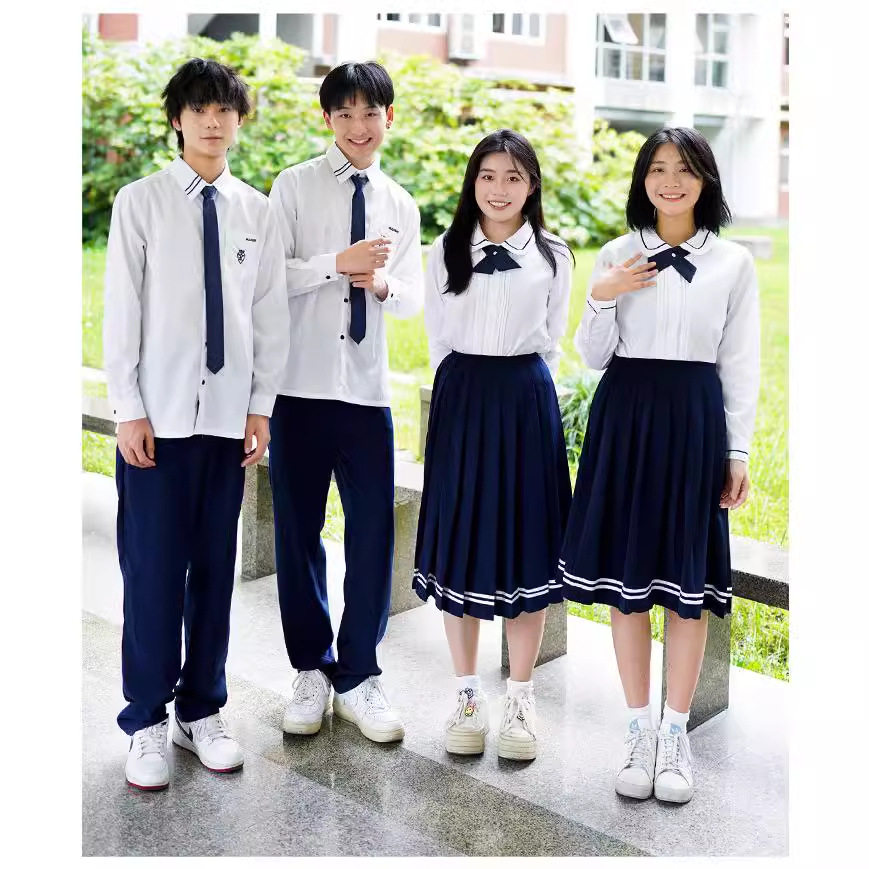 中学生白衬衫校服国庆初高中生班服开学季领结黑色西裤演出服套装