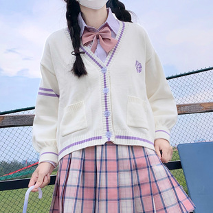 jk制服高初中学生刺绣毛衣针织开衫少女甜美韩版潮学院风宽松外套