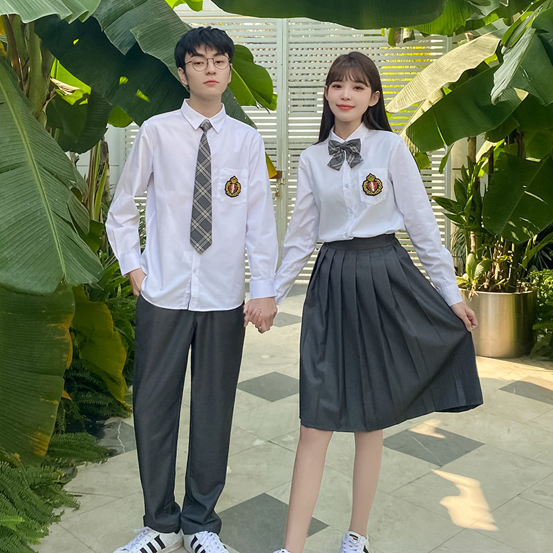 jk制服男女学院风白衬衫高初中学生运动会毕业班服百褶裙演出套装