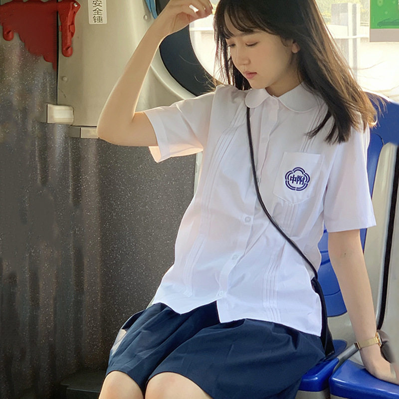 台湾师大附中校服jk制服风琴褶短袖衬衫女学院风衬衣班服日系上衣