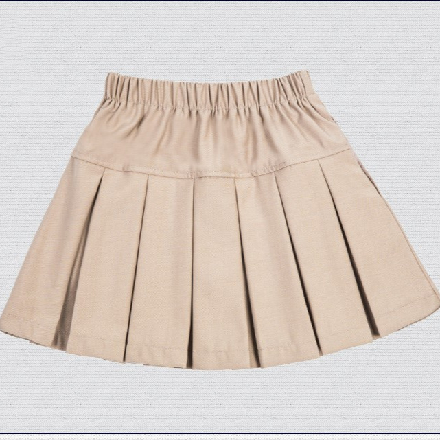 女童卡其百褶裙中小学生短裙幼儿园服中大童校服裙半身裙卡其老裙