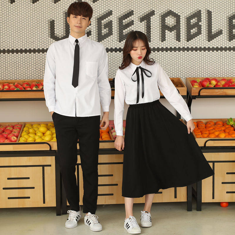 男女长袖白衬衫高初中学生毕业班服合唱朗诵表演服运动会班服套装