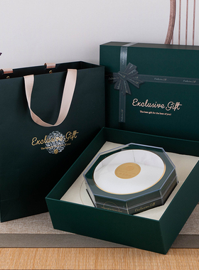 新款墨绿色花旗参元贝石斛礼品盒八角盒海参鲍鱼燕窝包装盒空礼盒