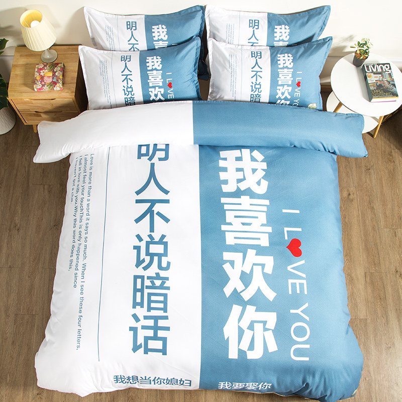 网红文艺范创意情侣加厚磨毛被套