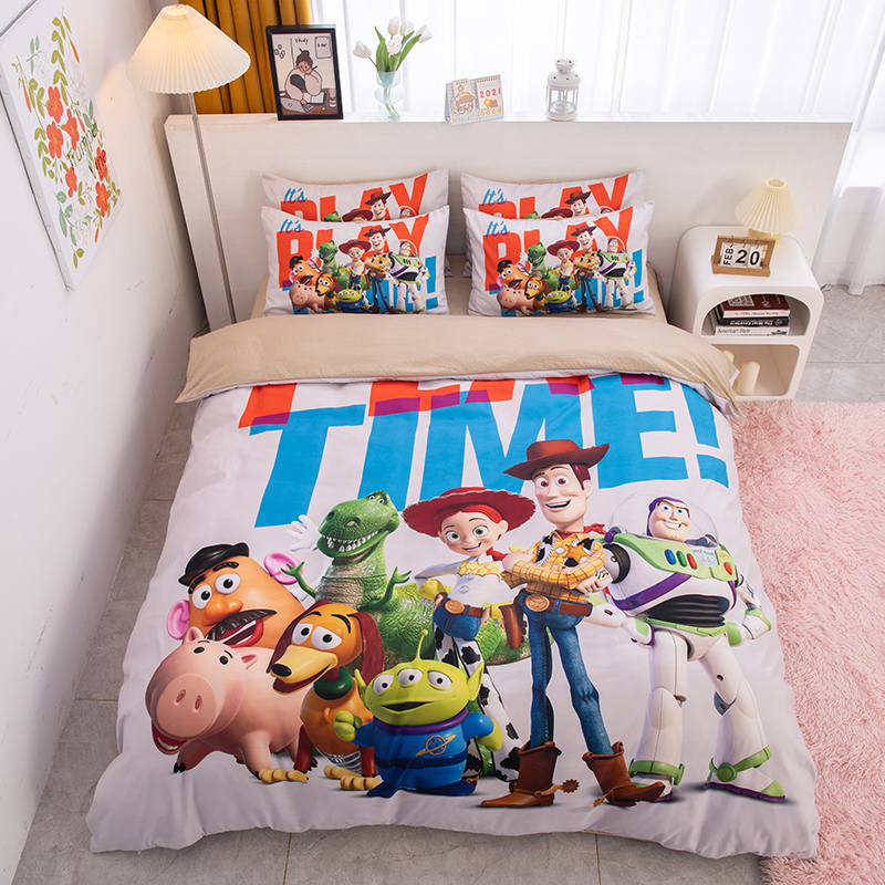卡通玩具总动员床上用品四件套1.5床笠儿童被罩学生床单三件套1.2