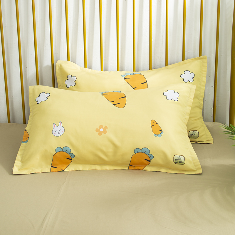 北欧简约小清新胡萝卜印图枕套单人学生寝室枕芯罩标准尺寸48X74