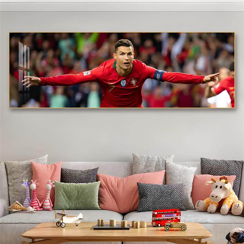 C罗梅西足球装饰画明星体育运动海报卡卡姆巴佩卧室床头壁画挂画