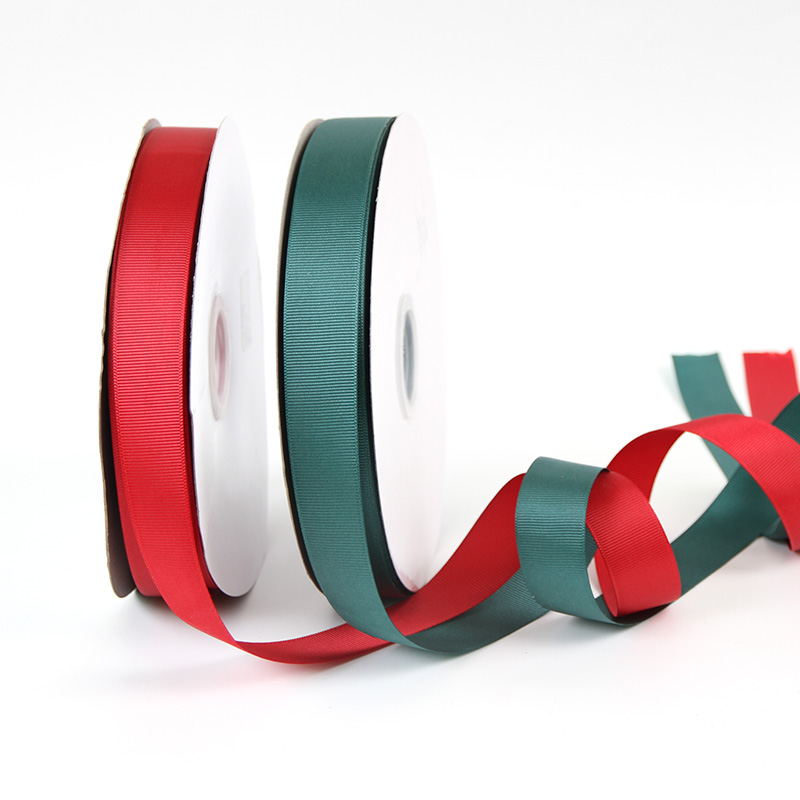 0.6/1.2.5cm螺纹带丝带酒红墨绿色罗纹带布带DIY圣诞包装材料91米