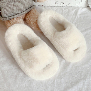 女童露趾棉拖鞋2026年儿童松糕底居家毛毛鞋轻便外穿简约一字拖