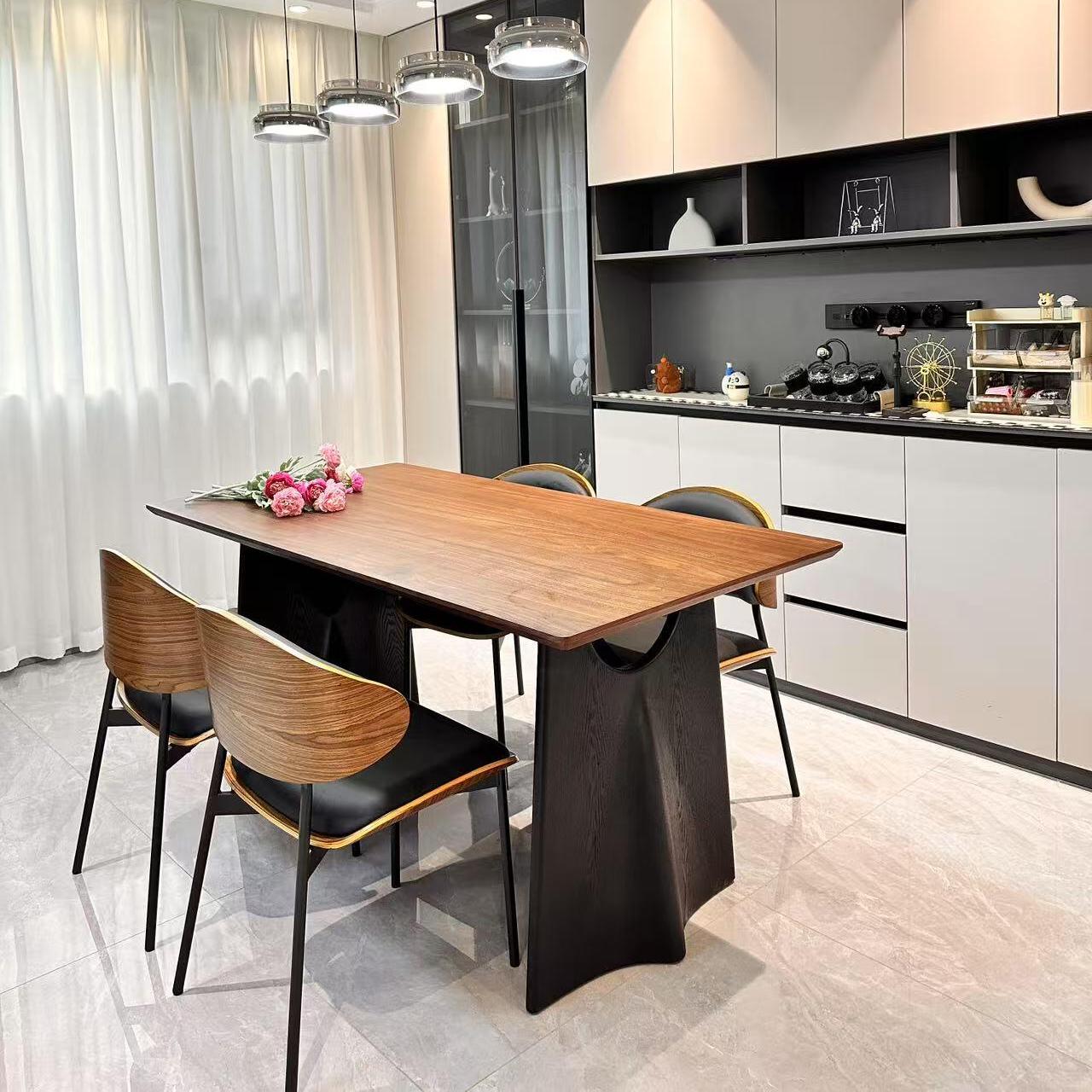 中古风实木餐桌胡桃色飞鸭餐桌