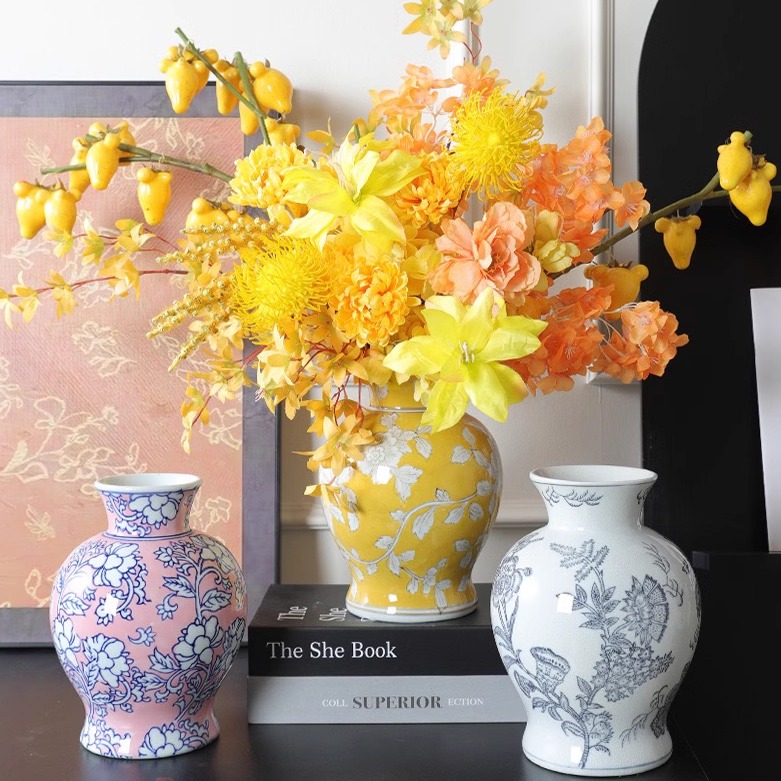 中古风青花瓷陶瓷花瓶新中式