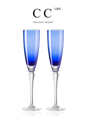 CC.LIFE.PD.Handsome.中古杯高脚杯法式浅蓝色甜酒玻璃丨岚俊