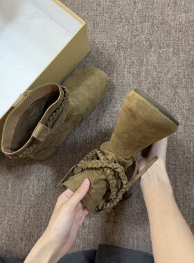 喜番SHOP复古麂皮勃肯短靴女秋冬2026中跟通勤休闲爆款厚底马丁靴