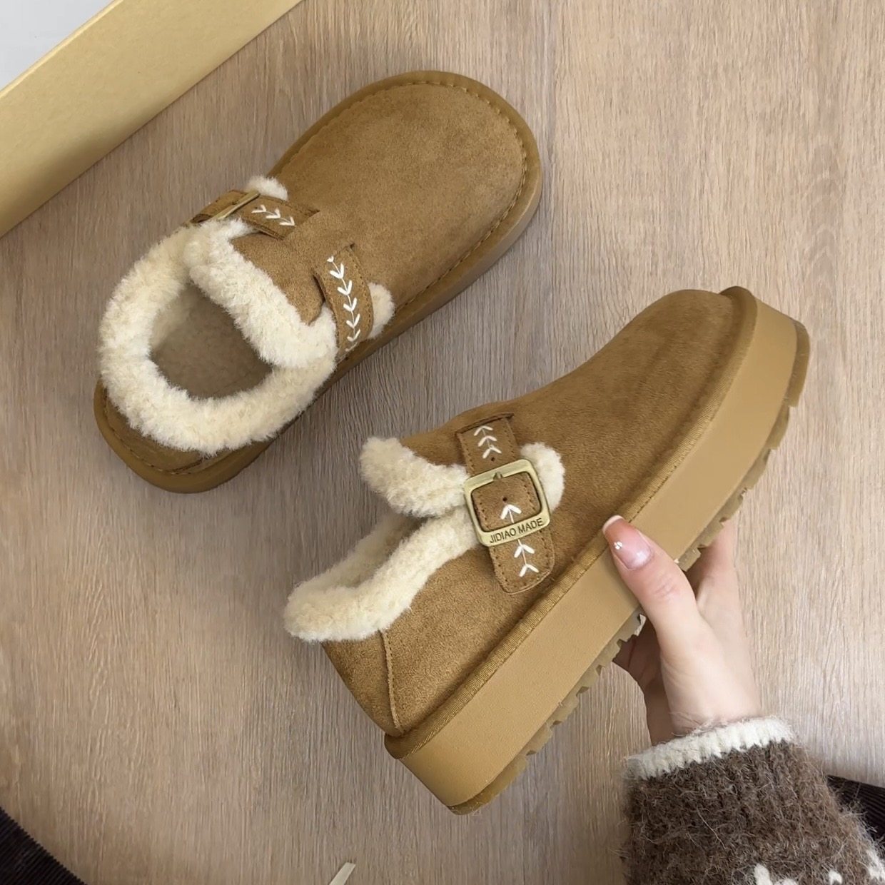 喜番SHOP勃肯鞋女2025新款秋冬加绒全包厚底一脚蹬孕妇雪地靴棉鞋,女鞋,棉鞋,淘宝优惠券,粉丝福利购,淘宝优惠卷