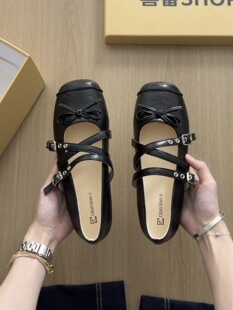 喜番SHOP内增高蝴蝶结单鞋女2026新款春季厚底配裙子芭蕾风玛丽珍