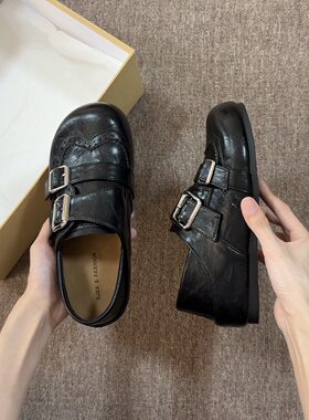 喜番SHOP全包勃肯鞋女生2026新款秋季复古英伦风一脚蹬乐福小皮鞋