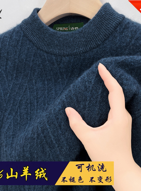 正品上海春竹羊绒衫2025新款男士宽松加厚保暖针织打底羊毛衣特价
