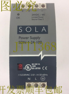 原装供应SOLA SDN 4-24-100 电源 24VDC/4A 115/230VAC 2.0/1.1A