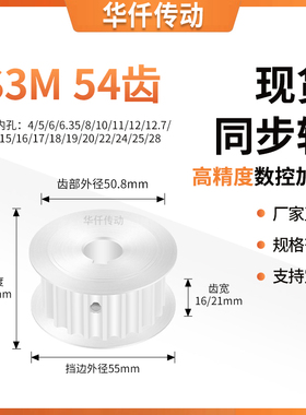 同步带轮S3M54齿AF齿宽16/21内孔14516718192024传送隔日达同步轮