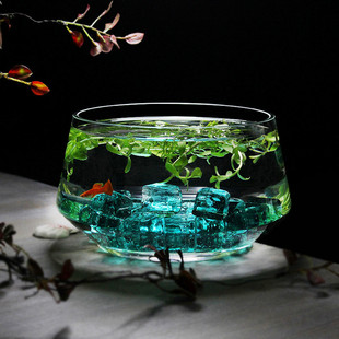 金鱼缸乌龟缸圆形玻璃大号鱼缸加厚高透亮手工玻璃缸荷花缸碗莲盆