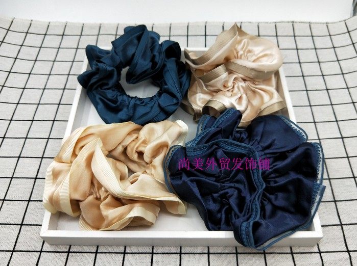 OL职业布肠圈发绳淑女木耳边大肠发圈 lattice women scrunchie
