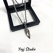 小众设计复古许愿石项链嘻哈潮流男生手工款 吊坠简约百搭卫衣链子