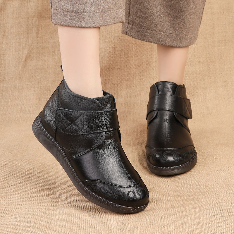 爆款头层牛皮冬季妈妈棉鞋真皮羊毛中老年人短靴加绒防滑奶奶女鞋,女鞋,老爹鞋,淘宝优惠券,粉丝福利购,淘宝优惠卷